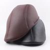 Winter Pu Hat Men'S Fleece Thickened Leather Forward Hat British Style Simple Beret Monochrome Leather Hat