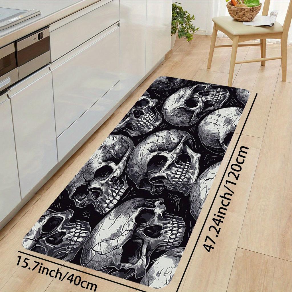 Punk Skull Floor Mat Dining Table Non-Slip Mat Dark Wind Door Mat Wear Entrance Balcony Cafe Home Decoration