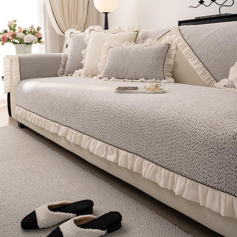 

French Cream Wind Sofa Cushion New Four-Season Universal Leather Sofa Non-Slip Seat Cushion Sofa Cover Cloth Cover 70*70cm