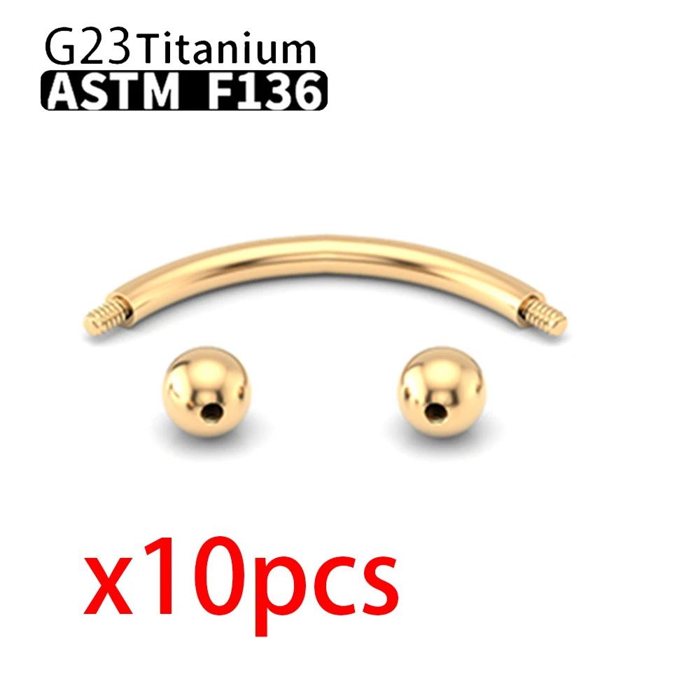 10PCS Wholesale G23 Titanium Labret Lip Stud Piercing Eyebrow Nose Ring C rod For Women Septum Piercing Body Zircon