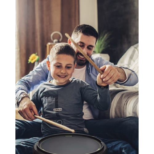 Donner 12-inch Black Drum Pad, Quiet Practice Drum with Removable Ball Box, Sheet Music, and Drumsticks, for Beginners, Students, and Adults