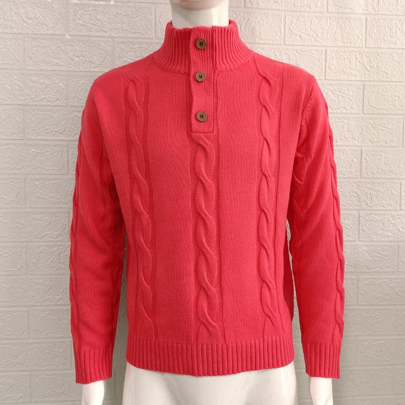 2025 Autumn/Winter New Arrival Men's Solid Color High Neck Long Sleeve Knitted Sweater