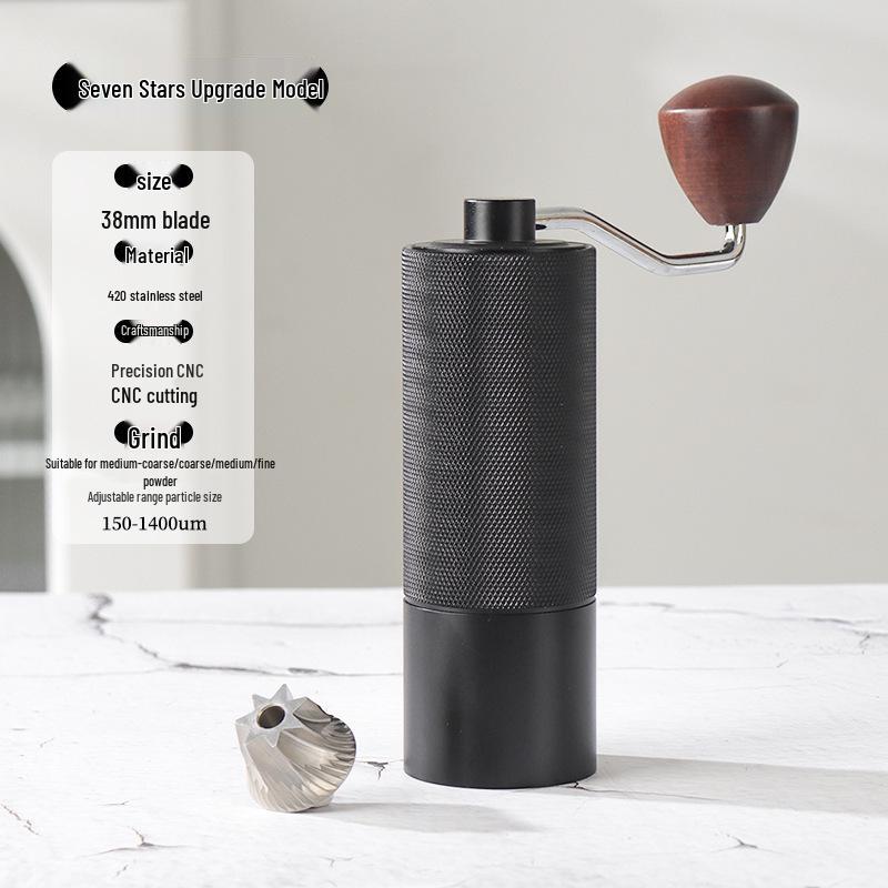 Portable Hand-cranked Coffee Grinder with 304 Stainless Steel and Wood Grain Finish