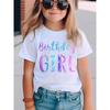 Taglie Europee Moda Estiva T-shirt a Maniche Corte da Ragazza con Stampa Lettere "Birthday Girl" Top Casual Versatile