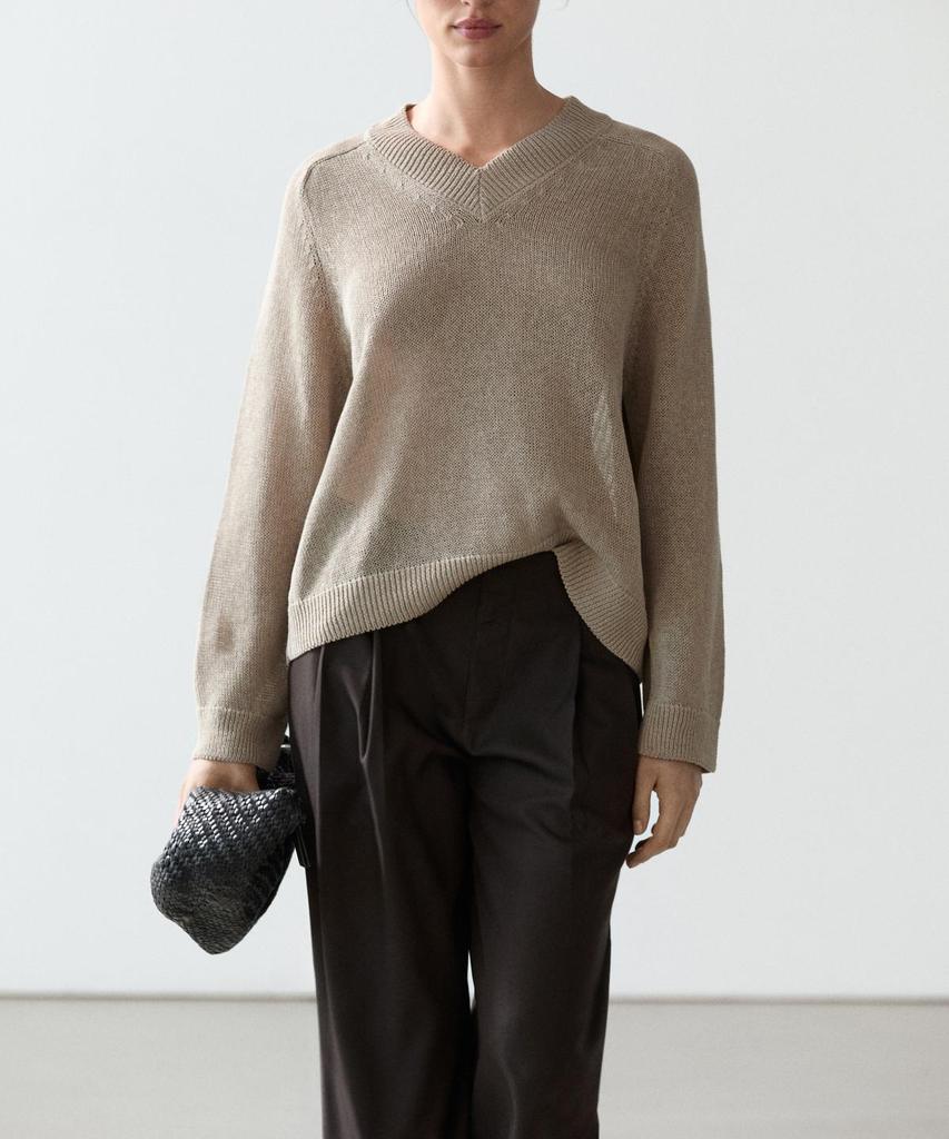 Masimodutti Cotton Blend V-Neck Knit Sweater