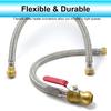 24" Stainless Steel Braided Flexible Water Heater Connector, Push To Connect Brass Plumbing Fitting,3/4" Ball Valve X 3/4" FIP, (2 Pack)