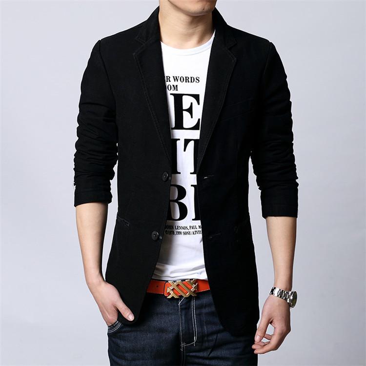 Men's Korean Style Slim-Fit Cotton Blazers - Spring & Autumn Two-Button Jackets In Large Sizes
