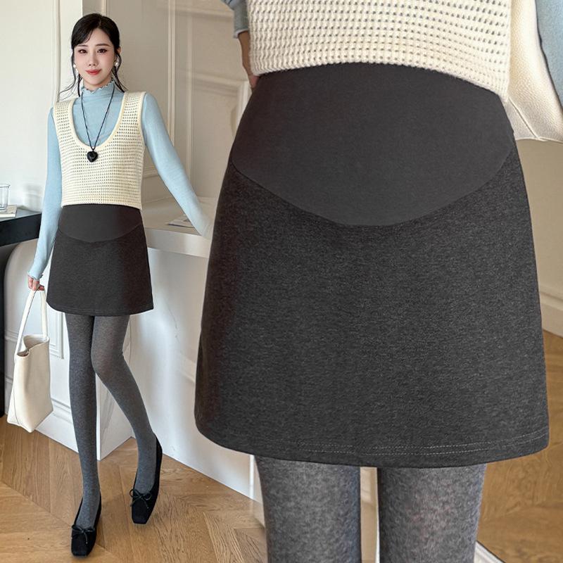 Maternity Black Tummy Support Bodycon Skirt - Versatile A-line Slimming Skirt for Autumn/Winter XL