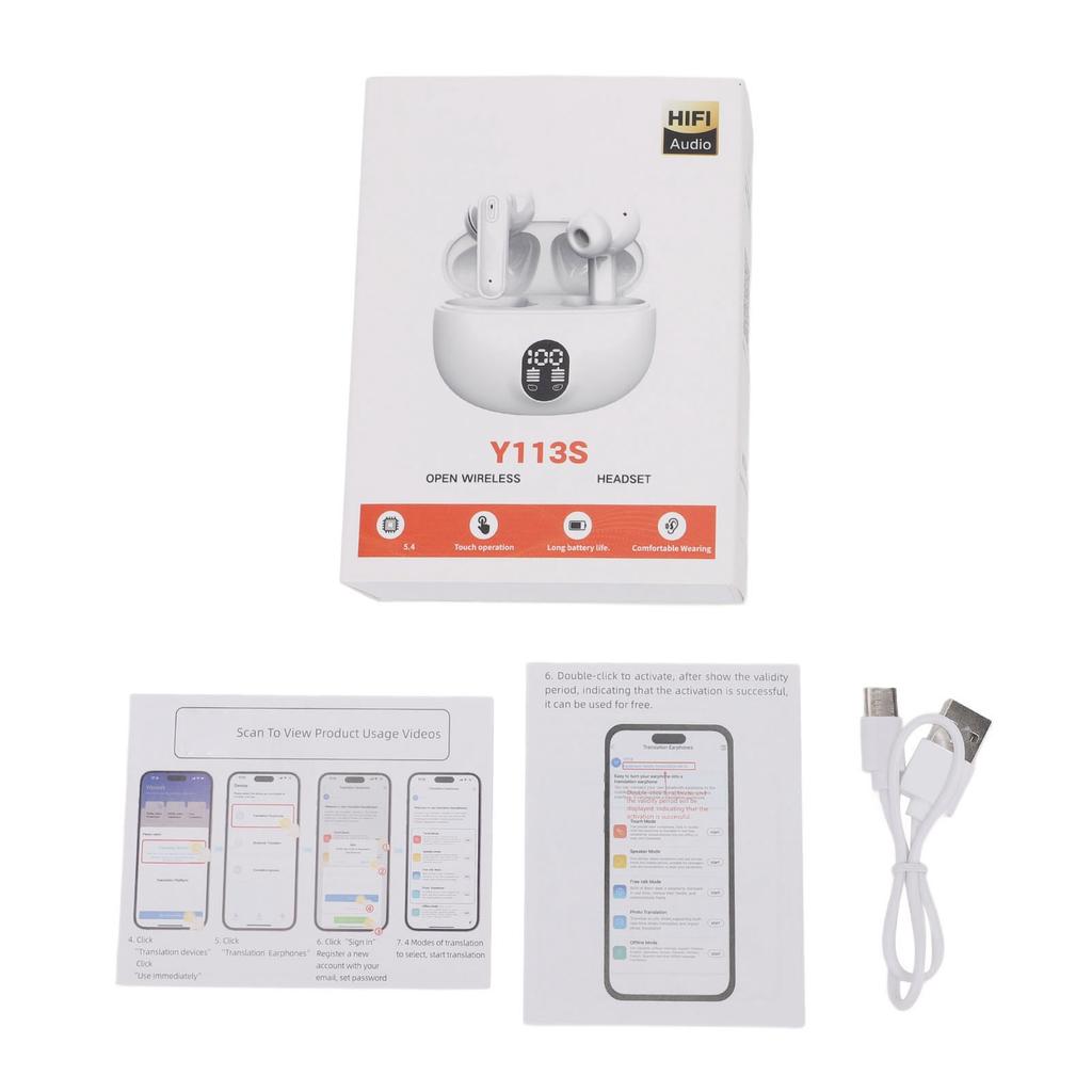 Language Translator Earbuds Fast 144 Languages Support Bluetooth 5.4 Accurate Translator Earphone for Business