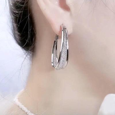 Orecchini ovali in argento Boho Grandi orecchini pendenti anti-allergia ad ago in argento Cerchi Orecchini di lusso dal design circolare alla moda