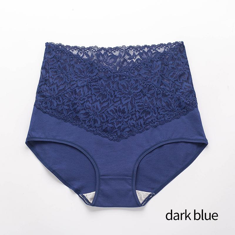 Women High-waist Lace Panties Pure Cotton Crotch Panty Briefs Front and Back Leak-proof Underwear Women‘s Underpants