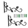 2Pcs European WallMounted Iron Hanger Hook for Flower Pots Garden Decoration Ornament(Black )