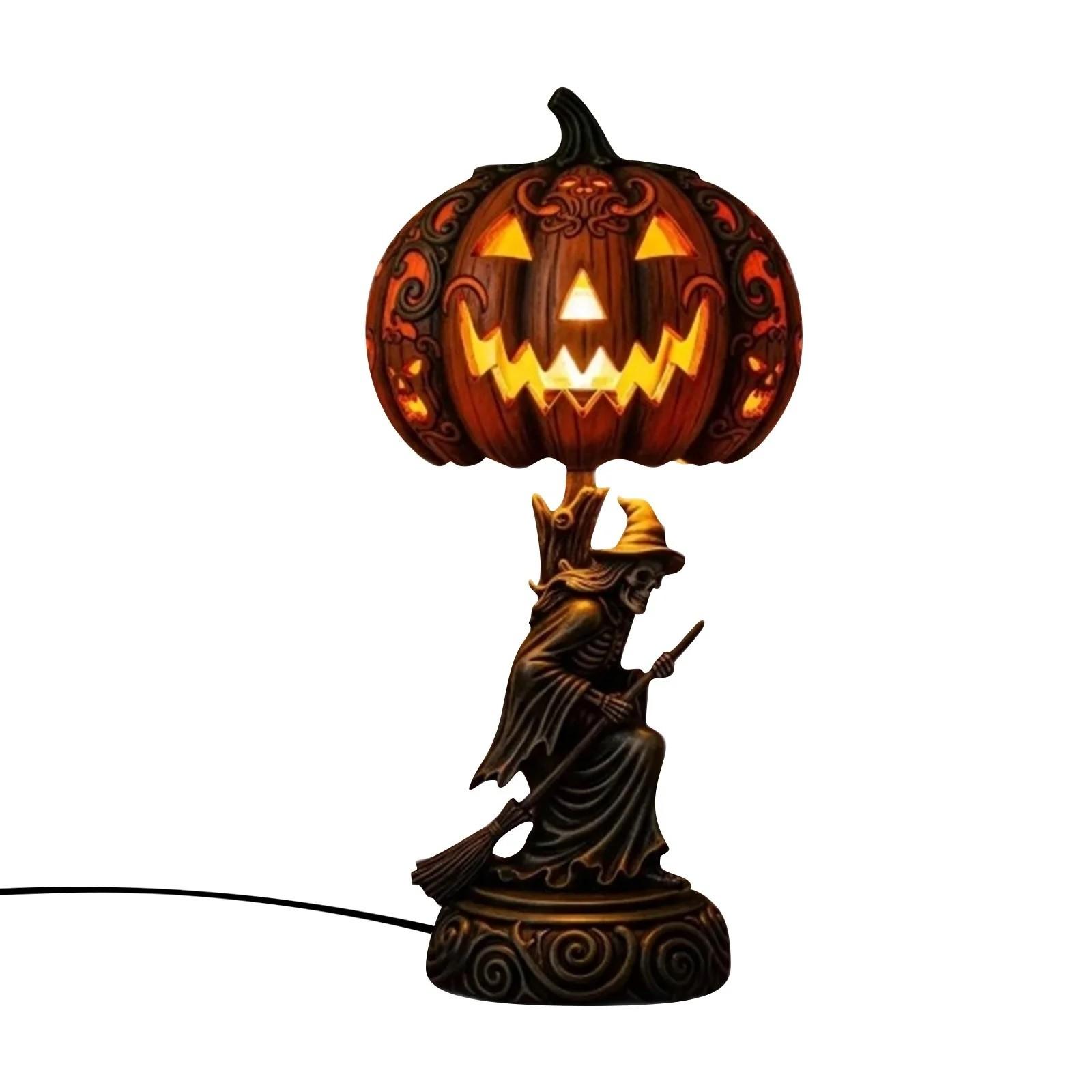 

Хэллоуинские тыквенные светильники в стиле хоррор, уникально разработанная смоляная тыква, хэллоуинские украшения, готический оригинальный ночник One Size