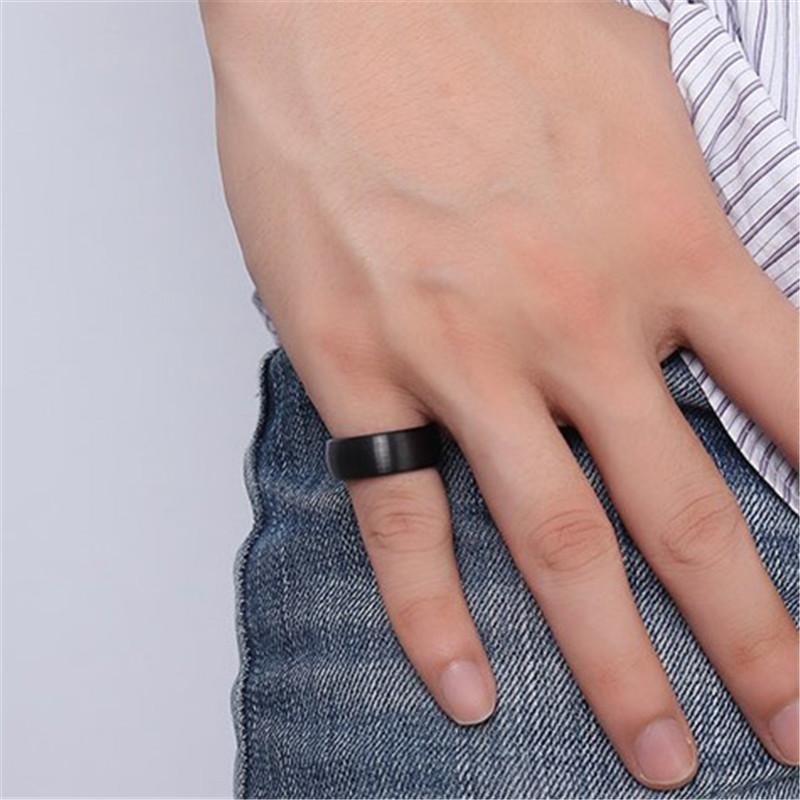 Punk Vintage Stainless Steel Black Ring for Men Fashion Charm Jewelry Wedding Engagement Band Quality Brushed Ring Accessory