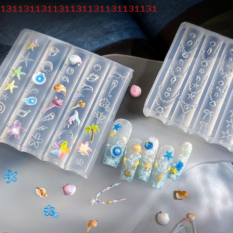 For Nail Art 3D Starfish Jellyfish Sea Shell Conch Animal Motifs Manicure Stamping Tools Ocean Series Silicone Mold