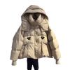 Cotton clothes women's design sense hooded knitted thread thickened loose triangular streamer warm jacket tide