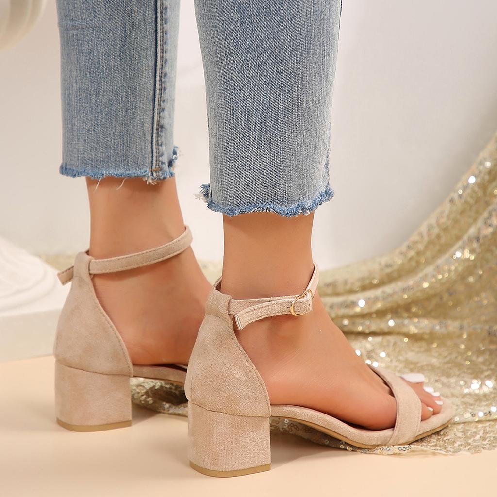 Women Sandals Summer Sandals Fashion Square Low Ladies Elegant Dress High Heels Sandal Shoes Outdoor Casual Slides Women Sandal