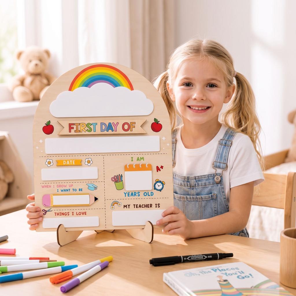 2D Holz Schulanfang Leeres Schild Bemalbar Dekorative Ausstellungsplatte Memoboard für und Zuhause