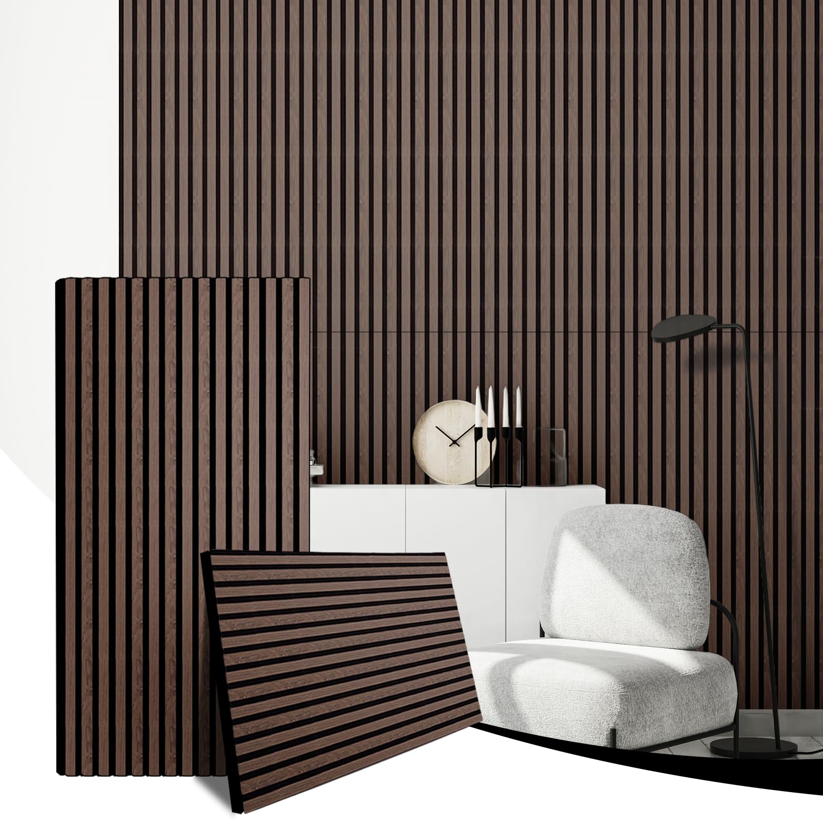 

JUWEI DIRECT Sound-Absorbing Panels, Soundproofing Panels, Soundproofing Material, Two-Piece Sound-Absorbing Board, 1200x600x18mm, Natural Wood,