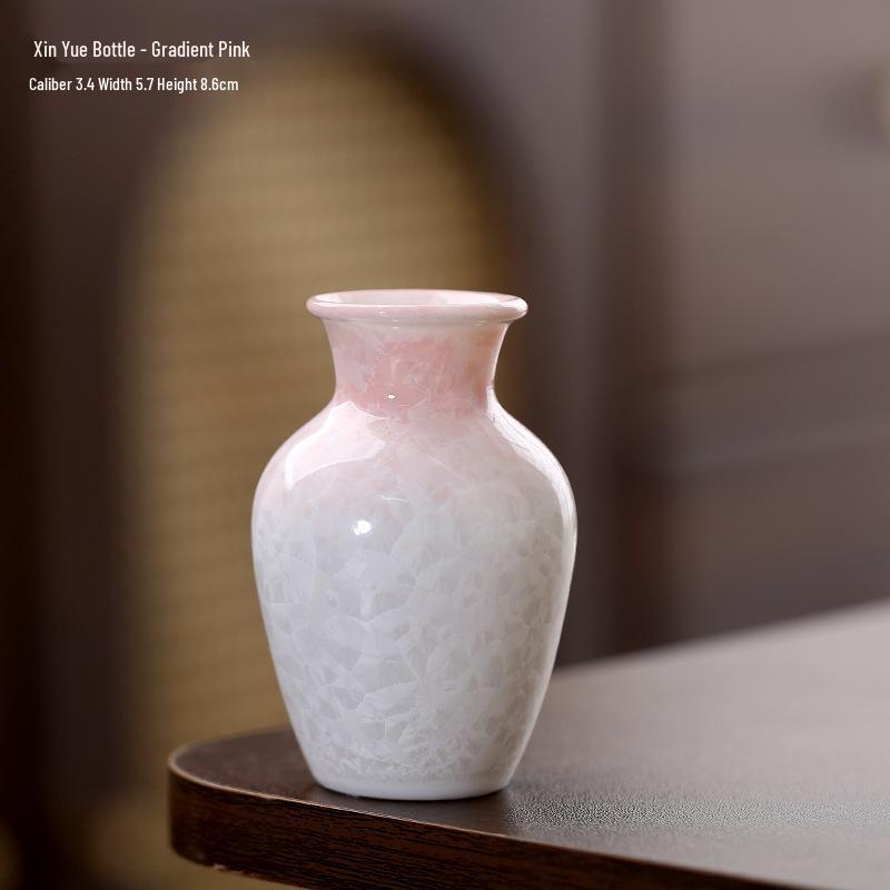 Crystalline Glaze Mini Ceramic Vase - Creative Home Desktop Ornament for Flowers