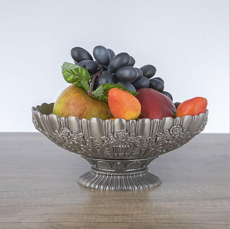 Oval Metal Fruit Tray for Home Decor, Plate Serving Tray, Fruit Stand, Snack Bowl, Europe, Retro, Europe