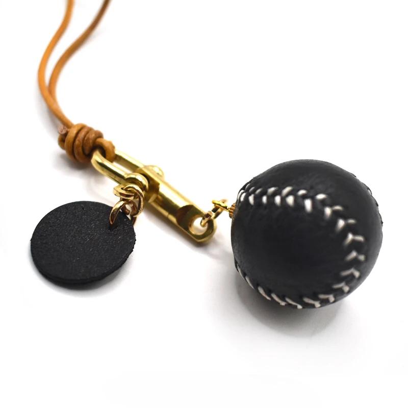 Handmade Leather Bag chram three-dimensional baseball Nordic ins  cowhide bag pendant car keychain pendant car interior