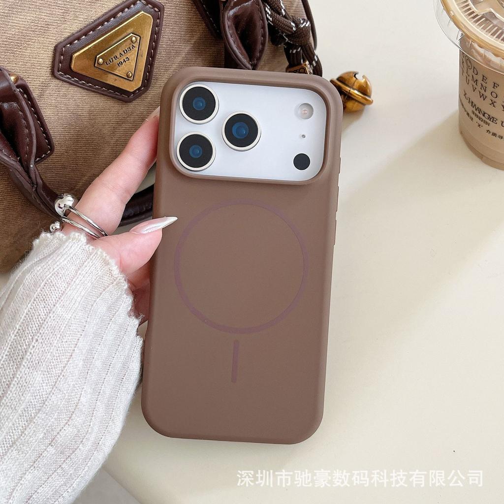 Applicable To iPhone17promax Official Liquid Silicone Magnetic Mobile Phone Case Apple 16 Simple Solid Color 15 Anti-drop