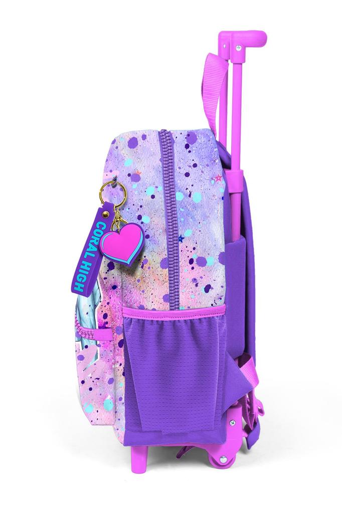 Minik Yuva Batoh na kolečkách Růžovo-fialový s motivem Fashion Girl Dvoukomorový 24055