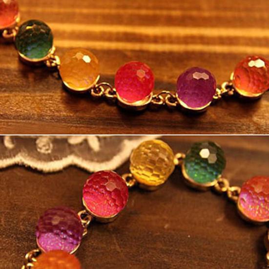 Bracelet Candy Color Round Beads Women Multicolored Beads Cuff Bangle Bracelet for Party