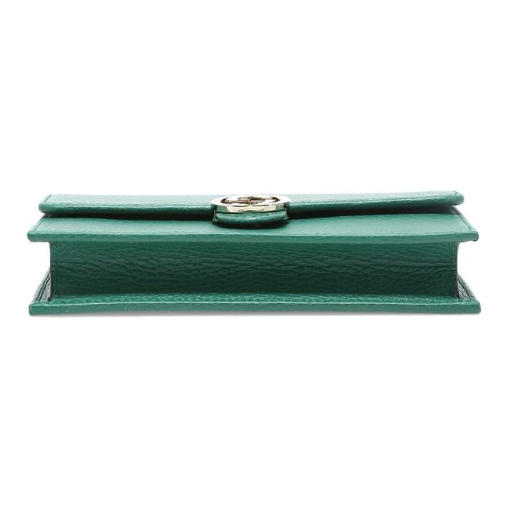 Gucci Logo Double G Litchi Grain Chain Messenger Envelope Wallet Crossbody Shoulder Bag Women Bags Green 615523-CAO0G-3120