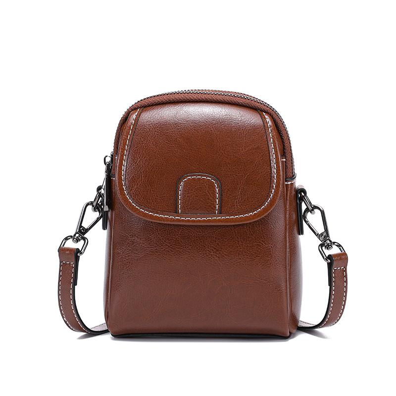Women's Premium Waxed Leather Crossbody Bag - Lightweight Versatile Phe Pouch Shoulder Purse for Daily Use, Shopping & Travel