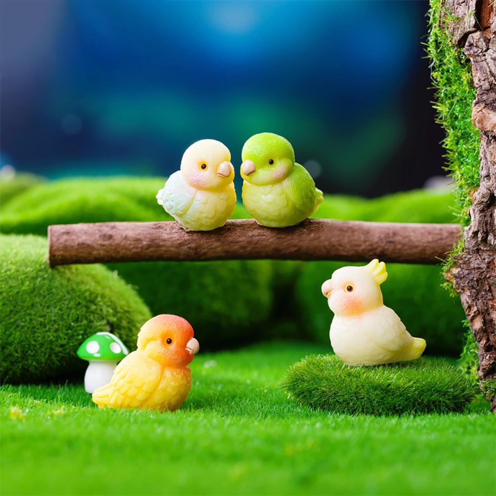 4PCS/SET Miniature Model Parrot Decorations Cartoon Style Mini Toy Landscape Decoration  Landscaping