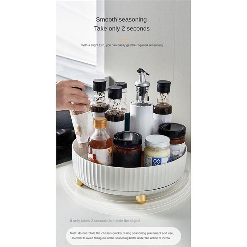 Kitchen Storage Rotating Shelf Household Turntable Rotating Storage Rack Household Seasoning Turntable , White