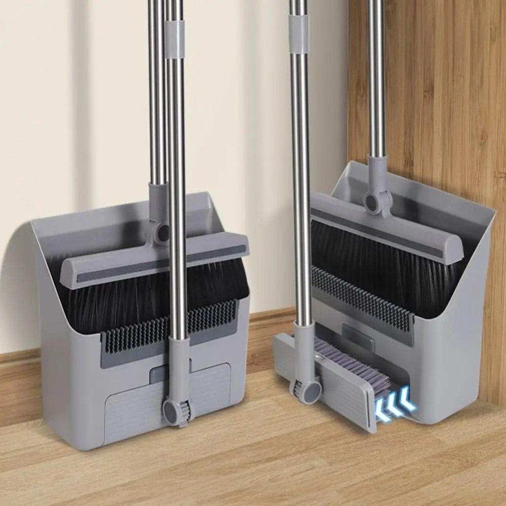 Ensemble Balai à Long Manche et Pelle à Poussière 3-en-1 Brosse de Sol Ensemble Balai Pliant Salle de Bain