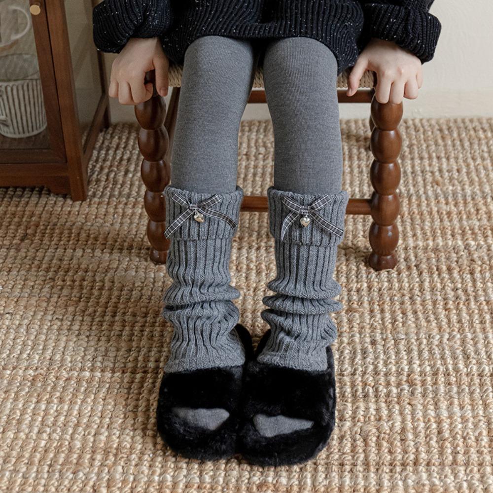 Kawaii High Elastic Kids Leg Warmers Bow Trim Sweet Style Lolita Style Socks Knitted Long Stockings Children Wear