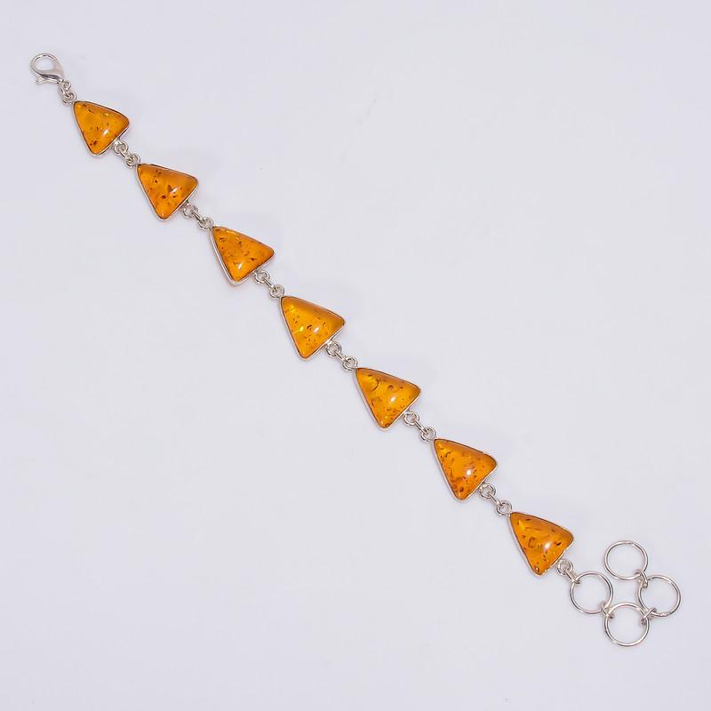 

Classic Top Grade Qualite 100% Natural Baltic Amber Triangle Shape Ethnic Style Handmade Jewelry 925 Steling Silver Bracelet 7-8 WSJ-4666 7-8 помаранчевий