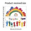 Graffiti Handprint Rainbow Happy Time Wall Sticker Self-Adhesive for Kids Room Kindergarten Wall Decoration