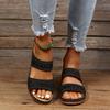 2025 foreign trade new large size slippers women's retro car line non-slip round head slope heel one word cool slippers women