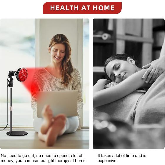 Red Light Therapy Lamp with Adjustable Stand, Red Light Therapy Bulb for Face and Body Use, 660nm Red Light and 850nm Near Infrared Light Combo,
