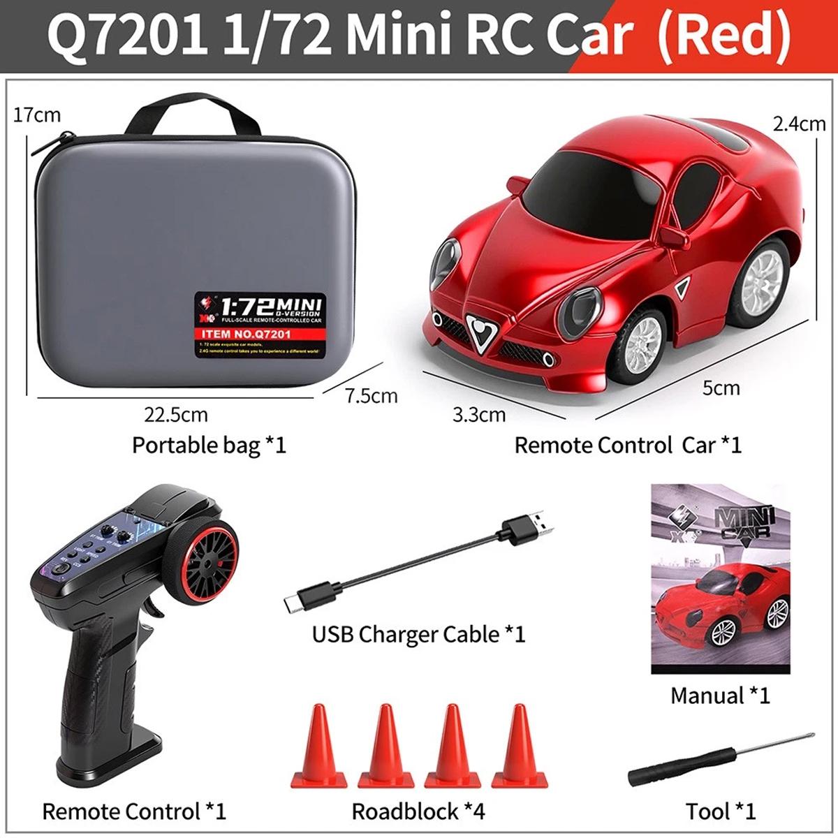 Wltoys Q7201 Mini Car 1/72 2-2.5-3km/h Speed Cruise Control Racing Car Toy with Gyroscope Shock Absorber Remote Control Car красный