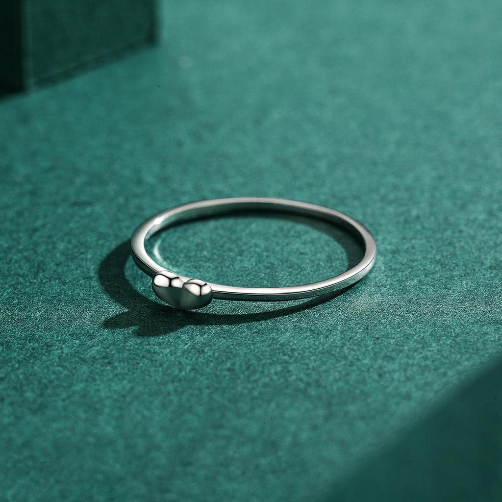 Modian Minimalist Real 925 Silver Cute Heart Trendy Finger Ring For Women Romantic Love Stackable Statement Jewelry