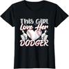 Girls Loves Her Dodger Baseball Sport Cute T-Shirt