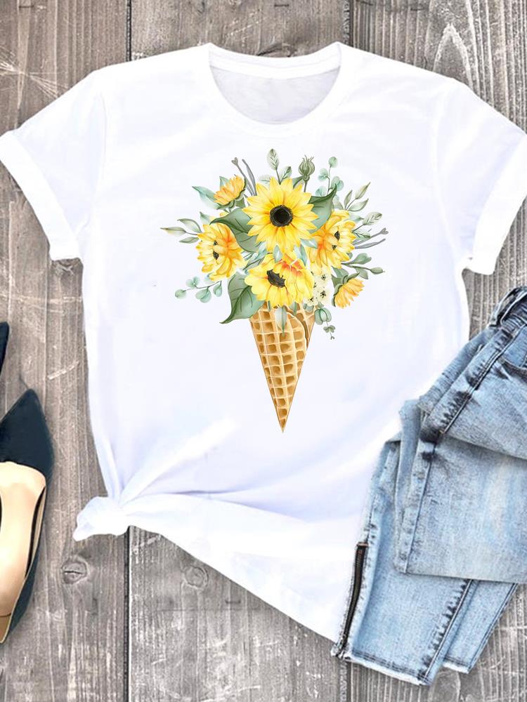 (Asian Size) Trend Style Short Sleeve T-shirts Lady Female Top Printed Fashion Clothing Women Graphic Casual T Shirt Tee