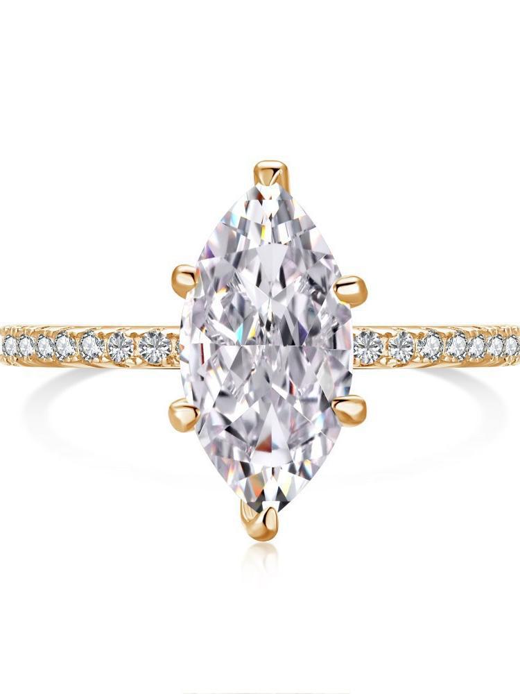 925 Silver Simple Classic 1-3Carat Horse Eye Zircon Ring For Women Engagement Wedding Luxury High Quality Fine Jewelry