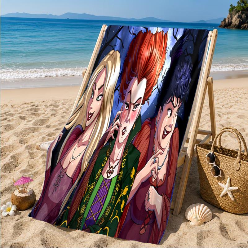 Witch Sisters In The Moonlight Beach Towel Microfiber Beach Towel, Lightweight and Quick-Dry, for Summer Travel, Swimming Pool Fan Birthday Gift