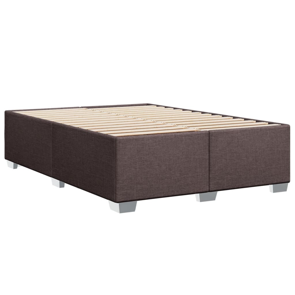 Box Spring Bed with Mattress Dark Brown 160x200 Cm Fabric