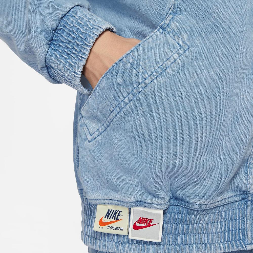 Nike Sportswear Solid Logo Casual Denim Long Sleeve Stand Collar Jacket Men Jacket Stone-Blue DV3314-410