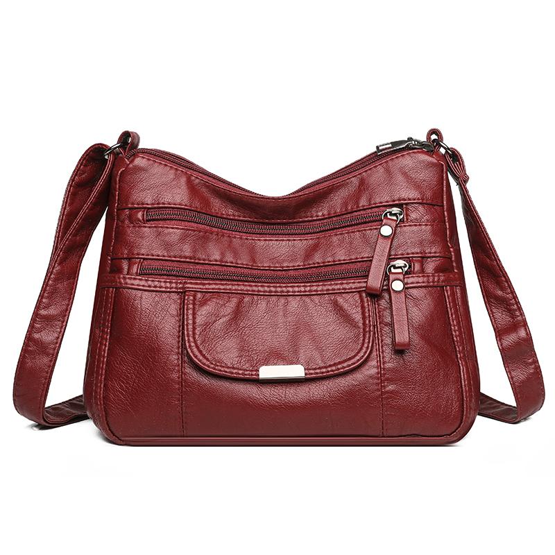 

Жіноча багатошарова сумка з м якої шкіри, сумка на плече для матері середнього віку, сумка кросбоді червоний