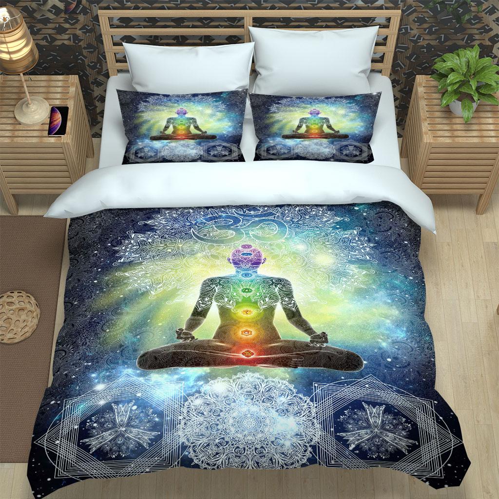 Duvet Cover King Queen Size 3D  Bedding Set Adults Women Buddha Statue Polyester Quilt Cover + 2 Pillowcase Fashion