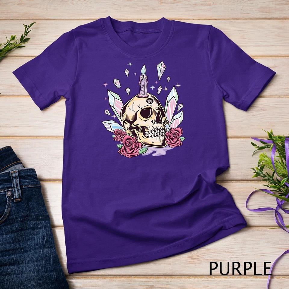 Pastel Goth Cute Creepy Skull Wiccan Kawaii Menhera Witchy Unisex T-shirt 7 S